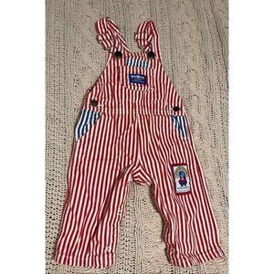 Baby Oshkosh B’Gosh Vestabak Overalls Red White & Blue Striped 18M VTG USA RARE